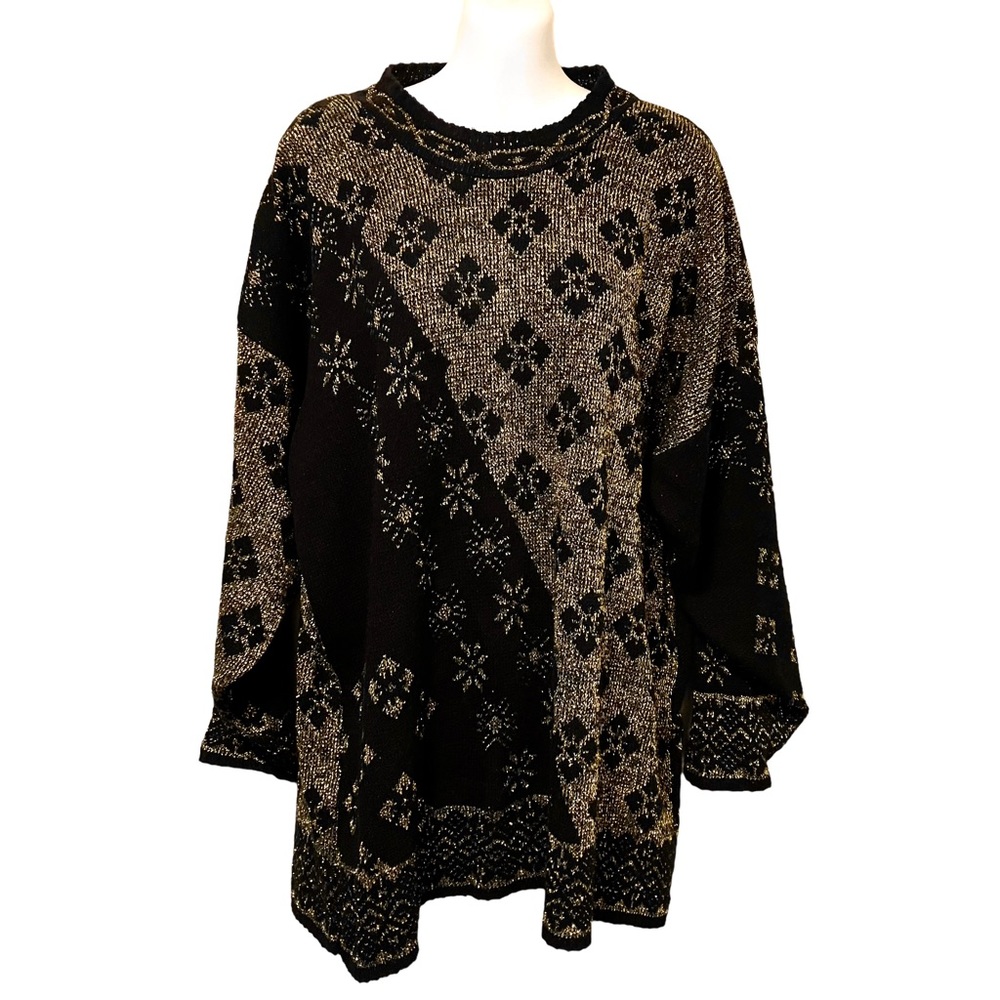 Vintage 90s Trimmings Metallic Gold & Black Sweater